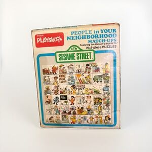 Vintage 1977 Playskool Sesame Street People Neighborhood Match Ups Puzzle 7150-6
